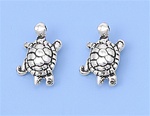 Silver Stud Earrings - Turtle