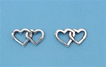 Silver Stud Earrings -  Heart