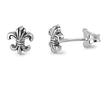 Silver Stud Earrings -  Fleur De Lis