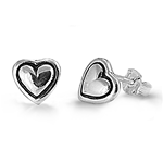 Silver Stud Earrings - Heart