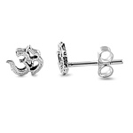 Silver Stud Earrings -Om Sign