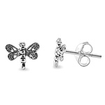 Silver Stud Earrings - Dragonfly
