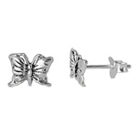 Silver Stud Earrings - Butterfly