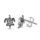 Silver Stud Earrings - Turtle