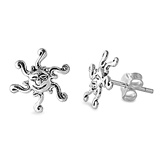 Silver Stud Earrings - Smiling Sun