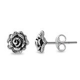 Silver Stud Earrings - Rose
