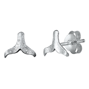 Silver Stud Earrings - Whale Tail