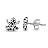 Silver Stud Earrings - Frog