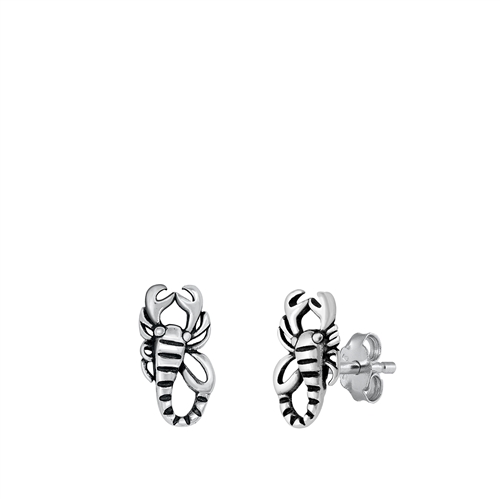 Silver Stud Earrings - Scorpion