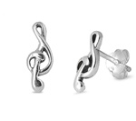 Silver Stud Earrings - Music Note