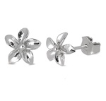 Silver Stud Earrings - Plumeria