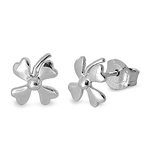 Silver Stud Earrings - Clover