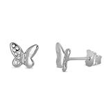 Silver Stud Earrings - Butterfly