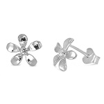 Silver Stud Earrings - Plumeria