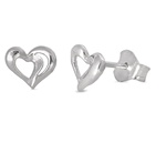 Silver Stud Earrings - Heart