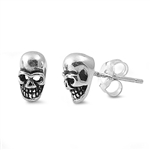 Silver Stud Earrings - Skull Head