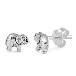 Silver Stud Earrings - Elephant