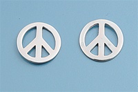 Silver Stud Earrings - Peace Sign