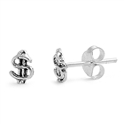 Silver Stud Earrings - Dollar Sign