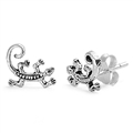 Silver Stud Earrings - Lizard