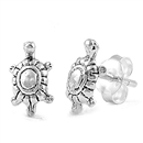 Silver Stud Earrings - Turtle