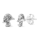 Silver Stud Earrings - Mushroom