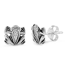 Silver Stud Earrings - Frog