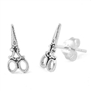 Silver Stud Earrings - Scissors