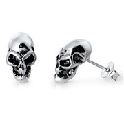 Silver Stud Earrings - Skull