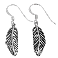 Silver Earrings - Feather