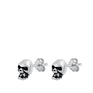 Silver Stud Earrings - Skull