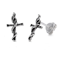 Silver Stud Earrings - Cross