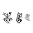 Silver Stud Earrings - Frog