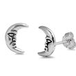 Silver Stud Earrings - Moon