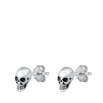 Silver Stud Earrings - Skull