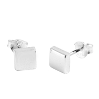 Silver Stud Earrings - Square