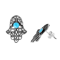 Silver Stud Earrings - Hamsa