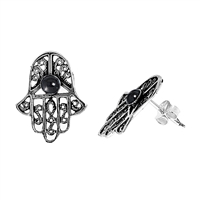 Silver Stud Earrings - Hamsa