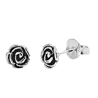 Silver Stud Earrings - Rose