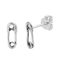 Silver Stud Earrings - Safety Pin