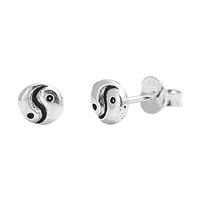 Silver Stud Earrings - Yin Yang