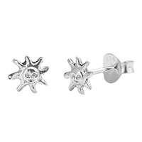 Silver Stud Earrings - Sun