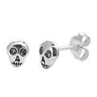 Silver Stud Earrings - Skull