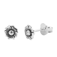 Silver Stud Earrings - Flower