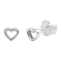 Silver Stud Earrings - Heart