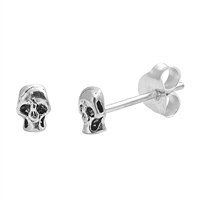 Silver Stud Earrings - Skull