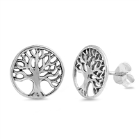 Silver Stud Earrings - Tree of Wisdom
