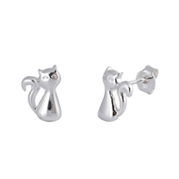 Silver Stud Earrings - Cats