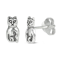 Silver Earrings - Cat