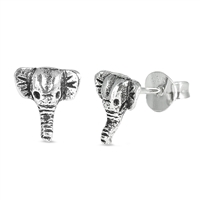 Silver Earrings - Elephant Face